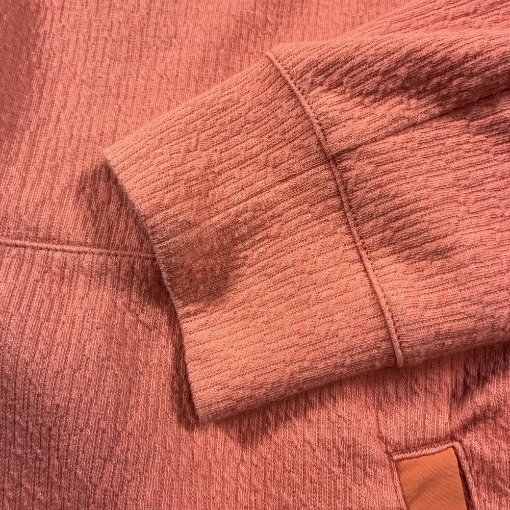 L.L.Bean Womens Large Pullover Hoodie Coral Textured Knit Stretch Pockets - Picture 4 of 13